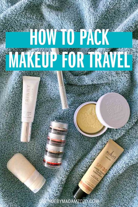 How To Pack Makeup For Travel, Packing Makeup For Travel, Makeup For Travel, Diy Travel Makeup, Travel Makeup Kit, Makeup You Need, Travel Skincare, Lash Tint, Travel Hack