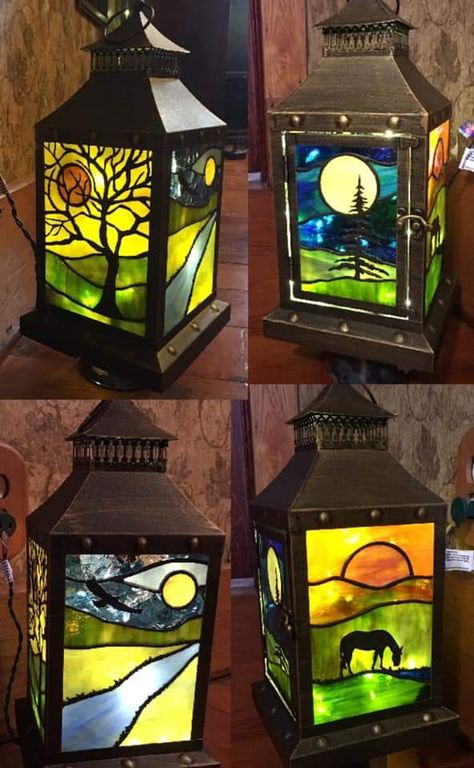 زجاج ملون, Tiffany Lamp, Glass Painting Designs, Stained Glass Paint, Glass Art Projects, Beach Glass Art, Glass Lamps, Stained Glass Christmas, Art Lamp