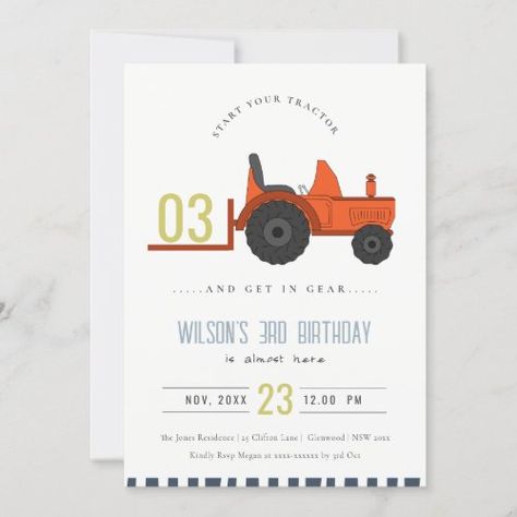 $2.72 | Red Rust Farm Tractor Kids Any Age Birthday Invite #vehicles, tractor, farm, trucks, birthday, boys, modern elegant, cute, minimal simple, green blue red orange rust Sketchy Illustration, Tractor Birthday Cakes, 72 Birthday, Tractor Birthday, Green Farm, Birthday Collection, Farm Trucks, Simple Invitation, Childrens Birthday Party