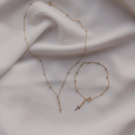 Gold Rosary Necklace, Spiritual Style, Christian Accessories, Dainty Cross Necklace, Gold Rosary, Christian Necklace, Rosary Bracelet, Rosary Necklace, Necklace Dainty