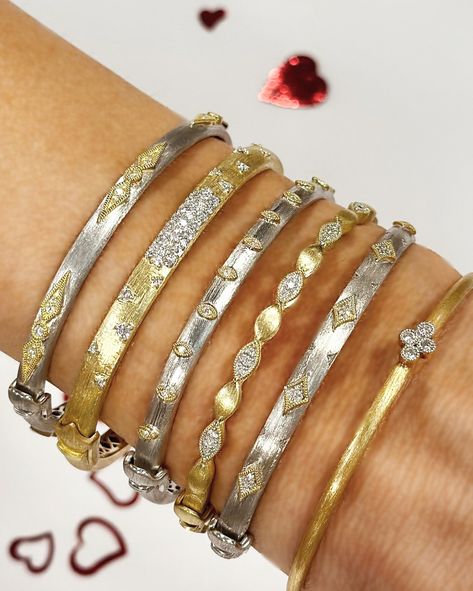 Wrap your love around their wrist this Valentine's Day 💖✨ With a selection of 18k yellow gold, mixed metal, and sterling silver bracelets, every embrace becomes a symbol of affection. Share the gift of timeless elegance and heartfelt connections. Bracelet Stack Mixed Metals, Mixed Metal Bracelet, Arm Stack, Mixed Metal Bracelets, Mixed Metal Jewelry, Bangles Jewelry Designs, Metal Bracelet, Dope Jewelry, Bangles Jewelry