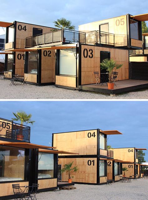 This Shipping Container Hotel Was Designed To Travel To Events Around The World Hotel Container Design, Container Architecture Concept, Container Design Architecture, Container Architecture Design, Container Hotel Design, Container Design Ideas, Shipping Container Hotel, Container Room, Concept Hotel