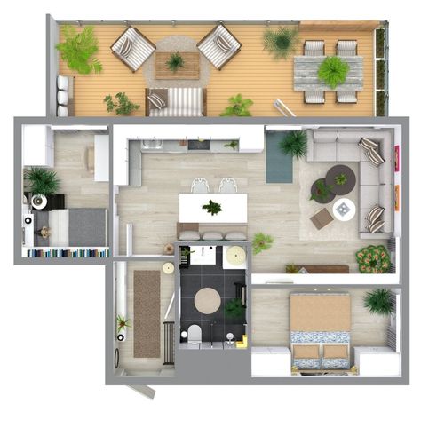 Indoor/outdoor living at its finest with this 2 bedroom floor plan with a large balcony. Lots of awesome features. Customize any layout. 2 Bedroom Apartment Floor Plan, One Floor House Plans, Apartment With Balcony, 2 Bedroom Floor Plans, Bedroom Floor Plan, Small Floor Plans, House With Balcony, Two Bedroom House, 2 Bedroom House Plans