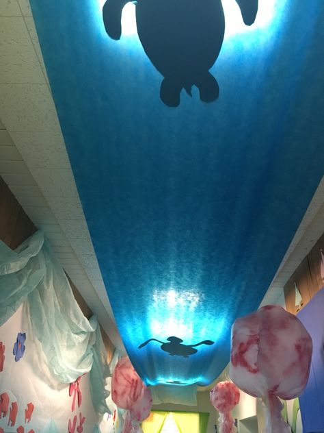 Homecoming Under the Sea #homecoming decorating hallway #underthesea Culbertson, Montana Class of .2018 Beach Hallway Ideas School, Under The Sea Hallway Theme, Class Hallway Decor, Beach Hoco Theme, Luau Homecoming Theme, Beach Theme Hallway School, Luau School Dance, Glow In The Dark Under The Sea, Beach Homecoming Theme