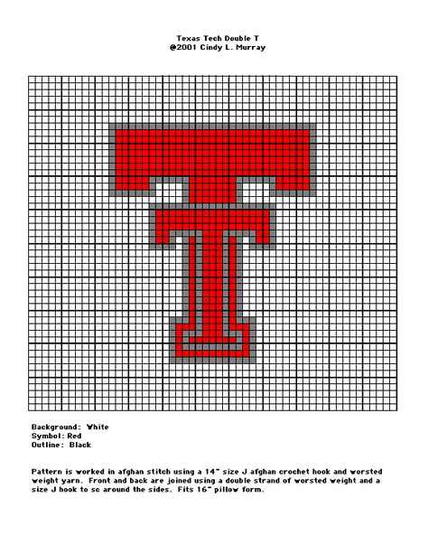 double_T.GIF (576×720)  Double T, Texas Tech Cross stitch free pattern Texas Tech Quilt Patterns, Texas Tech Decor, Tech Pattern, Texas Tech Logo, Babysitting Crafts, Crochet Pattern Instructions, Tech Logo, Texas Tech University, Cute Quilts