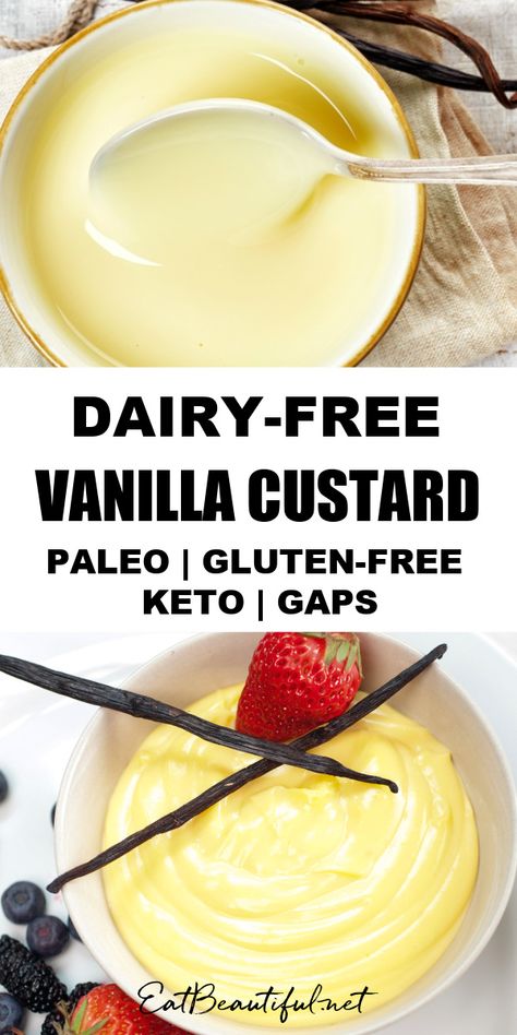 Aip Pudding, Paleo Custard, Keto Custard Recipe, Keto Custard, Desserts Coconut, Dairy Free Custard, Keto Dairy Free, Aip Baking, Keto Dairy