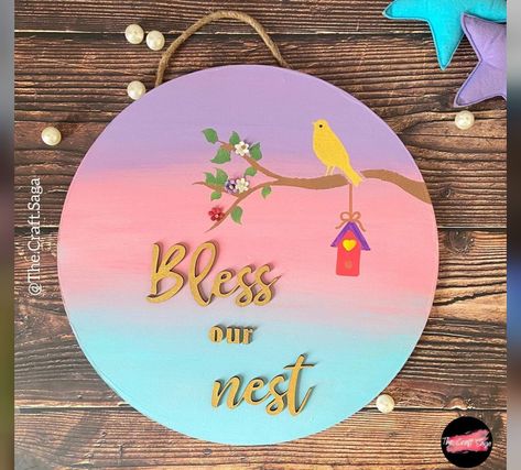 Easy Name Plate Ideas, Clay Art On Wooden Board, Mdf Name Plate, Mdf Board Painting Ideas, Kitchen Decor Printables, Wood Slice Art Decor, Diy Wall Hanging Crafts, Decor Corner, Girls Room Diy