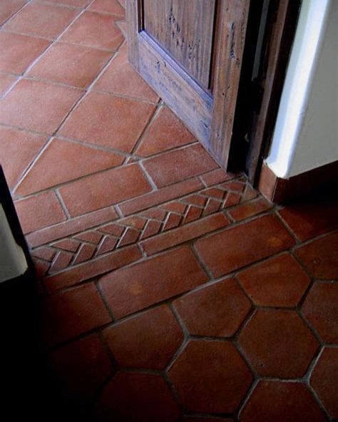 Boho Glam Home, Terracotta Floors, Brick Floor, Santa Barbara Style, Saltillo Tile, Spanish Decor, Mexico House, Terracotta Floor, Mediterranean Home Decor