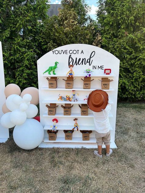 Tog Story 2nd Birthday, 1st Toy Story Birthday Party Ideas, Toy Store Birthday Party Ideas, Four Year Birthday Theme, Rex Birthday Party Toy Story, Jesse And Woody Birthday Party, Toy Story Toddler Birthday Party, 3 Year Birthday Theme Toy Story, First Bday Party Ideas Boy