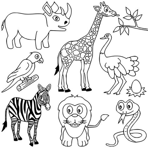 Africa Coloring Pages - Best Coloring Pages For Kids Animal Clipart Black And White, Safari Animals Coloring Pages, Jungle Coloring Pages, African Safari Animals, Giraffe Coloring Pages, African Giraffe, Elephant Coloring Page, Animal Templates, Animals Coloring Pages