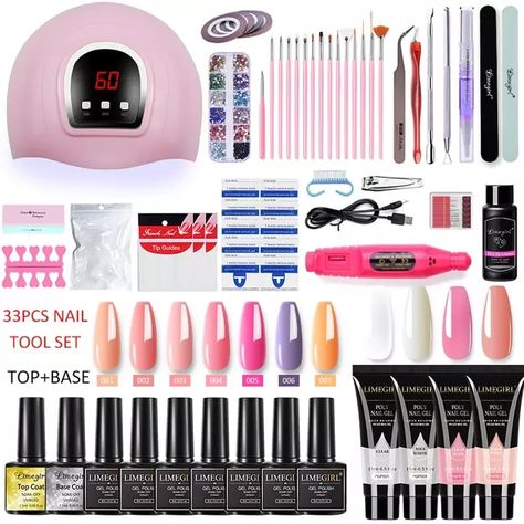 Limegirl Acrylic Gel Poly Nail Gel Kit Nail Extension Glitter Gel Nail Gel UV Building Jelly Gel Polish Enhancement Manicure Set _ - AliExpress Mobile Poly Nail Gel, Acrylic Nail Set, Gel Polish Manicure, Glitter Gel Nails, Gel Nail Kit, Acrylic Set, Nail Essentials, Manicure Kit, Nail Swag