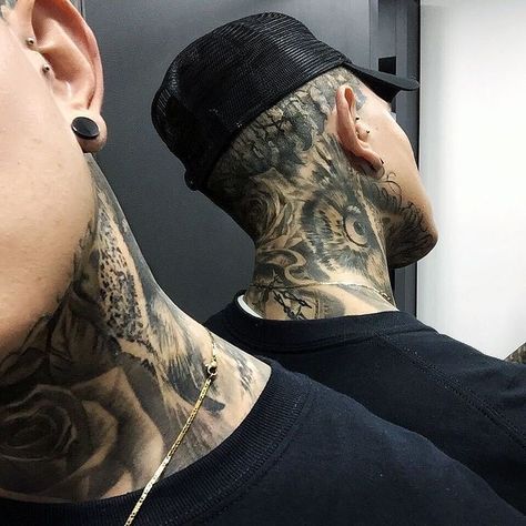 Back Head Tattoo Men, Back Head Tattoo, Head Tattoo Men, Back Of Neck Tattoo Men, Shaved Head Designs, Best Neck Tattoos, Slicked Hair, Rose Drawing Tattoo, Throat Tattoo