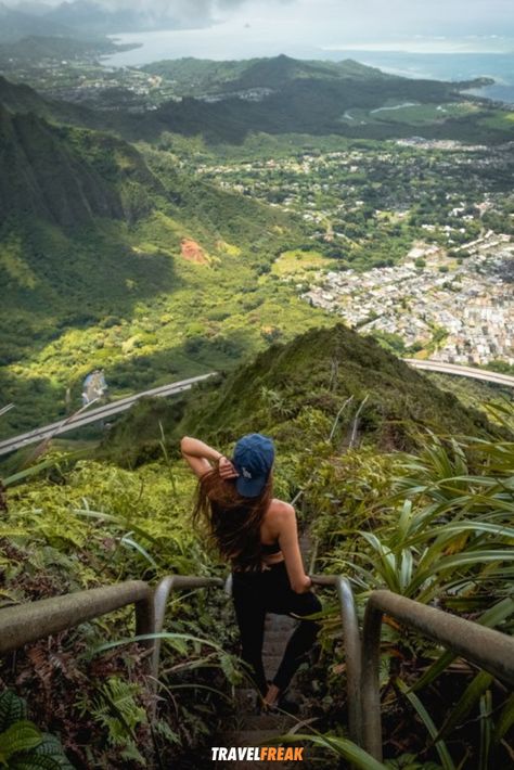 A guide to 13 of the best hiking trails on the island of Oahu in Hawaii, ranging from easy to hard. From incredible waterfalls to jaw dropping views, these hikes are some of the top activities on the island and are affordable compared to other things to do. Tips for hiking Diamond Head, Ka'au Crater, Haiku Stairs and more. Adventure travel in Hawaii. | TravelFREAK Adventure Travel Blog #Travel #TravelTips #TravelGuide #Wanderlust #BucketList #Oahu #Hawaii #Hiking #Adventure Haiku Stairs, Hawaii Hiking, Oahu Hikes, Hawaii Hikes, Hiking Photography, Diamond Head, Turtle Beach, Top Travel Destinations, Pearl Harbor