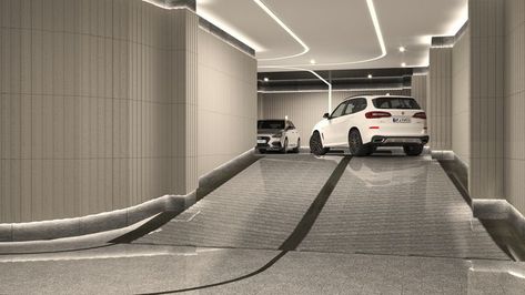 Underground Parking Lot, Underground Garage, Underground Parking, Building Elevation, Luxury Car Interior, Architecture Model Making, Parking Design, False Ceiling, Tehran