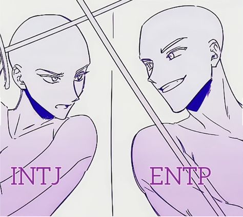 Intj Man Fanart, Smug Poses Drawing, Mbti Analysts Fanart, Entp X Intj Relationship Fanart, Entp X Intj Relationship, Entp X Intj Fanarts, Entp Wallpaper, Intj And Entp, Intj Relationships