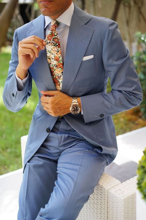 Summer Wedding Tux Groom Attire, Groomsmen Attire Floral, Spring Wedding Suits For Men, Wedding Suit Colors, Colorful Groomsmen Attire, Floral Wedding Suit, Spring Groomsmen Attire, Summer Groomsmen Attire, Colored Wedding Suits