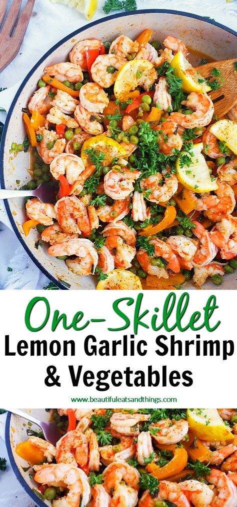 Skillet Vegetables, Organic Chicken Recipes, Chicken And Veggie Recipes, Lemon Garlic Shrimp Pasta, Lemon Shrimp, Lemon Garlic Shrimp, Shrimp And Vegetables, Grilled Shrimp Recipes, Shrimp Recipes Healthy