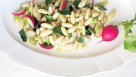 This satisfying salad is great alongside broiled fish, roast chicken, or a simple steak. To turn it into a vegetarian meal, fold in sliced hard-boiled eggs. Radish Salad Recipe, Satisfying Salads, Radish Recipes, White Bean Salad, Pickled Radishes, Radish Salad, Best Beans, White Bean, Green Vegetables