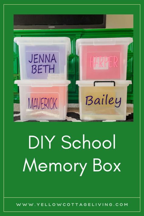 Junior Memory Box Ideas, Memory Box School, Kids School Memory Box Ideas, Children Memory Box Ideas, Childs Memory Box Ideas, Preschool Labels, Kids School Papers, Family Organization, Diy School