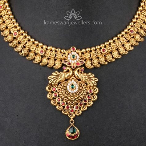 Diy Necklace Ideas, Make Your Own Necklace, Antique Necklace Gold, Indian Gold Necklace Designs, Mango Necklace, Kameswari Jewellers, Flower Costume, Antique Necklaces Design, Choker Necklace Designs