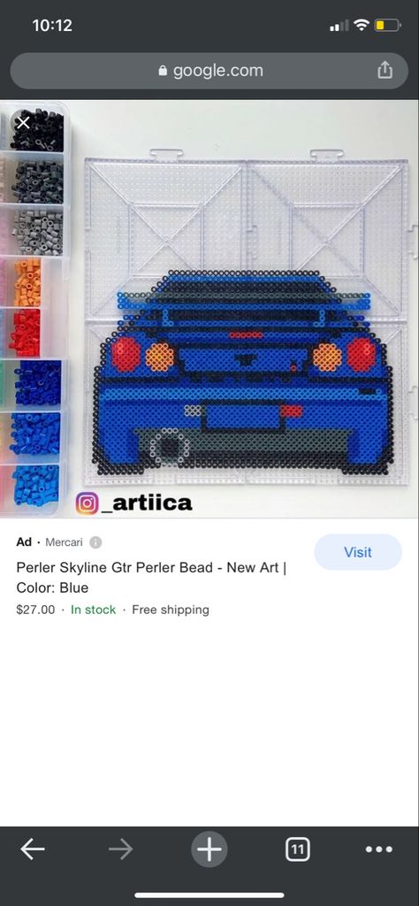 Car Hama Beads, Hama Beads Car, Car Perler Bead Pattern, Bmw Pixel Art, Perler Beads Car, Car Perler Beads, Graph Paper Drawings, Easy Perler Beads Ideas, Fuse Bead Patterns