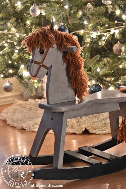 Wooden Rocking Horse Rocking Horse Diy, Wooden Rocking Horse, Wooden Horse, Tufted Ottoman, Be Thankful, Milk Paint, Rocking Horse, Wood Toys, Wood Glue