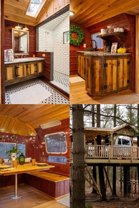 Need a Retreat? Escape to a “Silver Bullet” in a Tree! The Mohicans Treehouse Resort and Wedding Venue has combined an Airstream and treehouse for a unique lodging experience. https://www.ohiotraveler.com/the-mohicans-treehouse-resort/ Discover Mohican-Mohican Visitors Bureau is a sponsor of OhioTraveler Treehouse Resort, Silver Bullet, A Tree, Tree House, Wedding Venue, Places To Go, Ohio, Cabin, House Styles