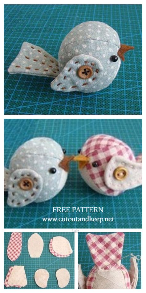 DIY Vintage Fabric Spring Bird Free Sewing Patterns & Tutorials | Fabric Art DIY Christmas Diy Sewing, Fabric Art Diy, Trees Fabric, Spring Sewing, Diy Fabric Crafts, Bird Free, Folded Fabric Ornaments, Animal Sewing Patterns, Christmas Ornaments Diy