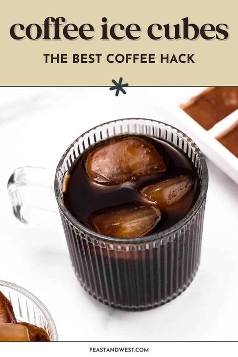 Nothing is more depressing than a watered down iced coffee. Save yourself from the heartbreak and make coffee ice cubes! No more melted ice making watery coffee drinks, just delicious flavor to the very last drop. https://feastandwest.com/2024/03/05/coffee-ice-cubes/ Fall Ice Cubes, Coffee Ice Cubes Recipe, Baileys Iced Coffee, Ice Cube Recipe, Ice Cube Melting, Different Kinds Of Coffee, Iced Lattes, Coffee Ice Cubes, Ice Making