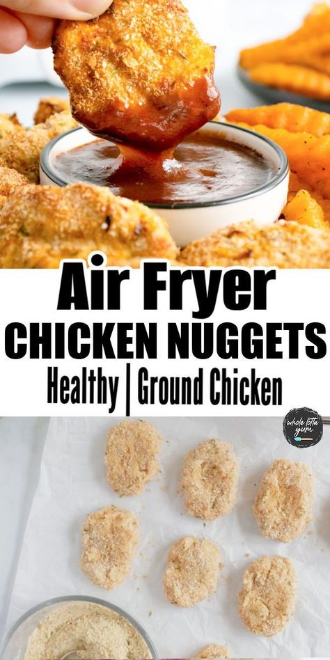 The best easy air fryer chicken nuggets recipe using ground chicken. With healthy hidden veggies! Ground Chicken Nuggets, Healthy Air Fryer Chicken, Ground Chicken Recipes Healthy, Air Fryer Chicken Nuggets, Easy Air Fryer Chicken, Healthy Chicken Nuggets, Chicken Nuggets Recipe, Fried Chicken Nuggets, Frozen Chicken Nuggets