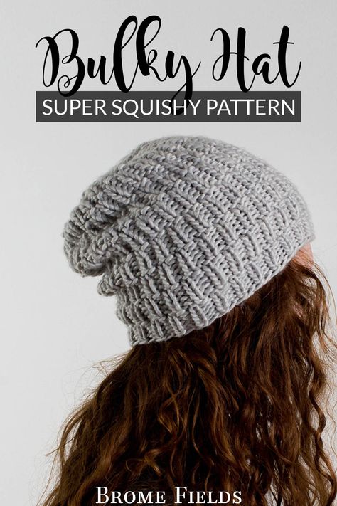 model wearing a simple chunky knitted beanie hat Free Chunky Hat Knitting Patterns, Bulky Yarn Knit Hat Pattern Free, Chunky Knit Beanie Pattern Free, Chunky Hat Knitting Pattern Free, Chunky Knit Hat Pattern Free, Chunky Knit Hat Pattern, Knitted Hat Patterns Free Women, Chunky Hat Pattern, Cable Knit Hat Pattern