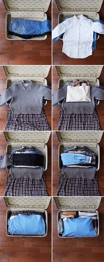 A cool way to pack clothes without wrinkles. Cup Of Jo, Packing Clothes, Suitcase Packing, Vacation Packing, Folding Clothes, Packing Tips For Travel, Packing Tips For Vacation, What To Pack, Clothing Hacks