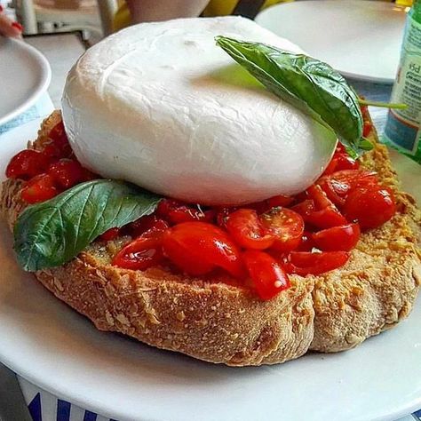 Mozzarella di bufala with cherry tomatoes and frisella... I can't imagine anything better and you?Thanks @sorbillo Fresh Mozzarella, Cherry Tomatoes, Mozzarella, Camembert Cheese, Dairy, Cheese, Canning, Instagram