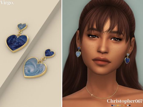 Virgo Earrings, O Necklace, Sims 4 Hair Male, Sims 4 Piercings, Virgo Necklace, Love Cafe, Sims 4 Cc Folder, Valentines Earrings, Sims 4 Cc Packs