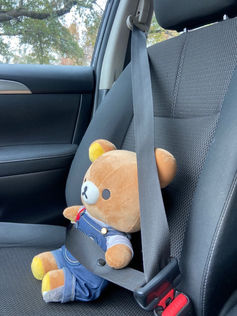 Back Seat Aesthetic, Plushies In Car, Car Backseat Aesthetic, Sanrio Car Aesthetic, Dog Car Seat Aesthetic, Car Plushie, Car Back Seat Aesthetic, Car Things, Car Deco