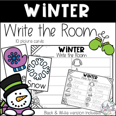 Need a fun Winter activity to get your students up and moving? Place 10 word wall picture cards around the room and have the students find them and copy the word on their recording sheet. Picture cards come in both Black & White options. Also includes a key! This is a great differentiation tool for students who need to trace the letters to write the word! Use the word wall cards in your writing center for students to create their own stories! Letters To Write, Winter Picture, Write The Room, Winter Activity, Fun Winter Activities, Word Wall Cards, Wall Picture, Writing Center, 10 Picture