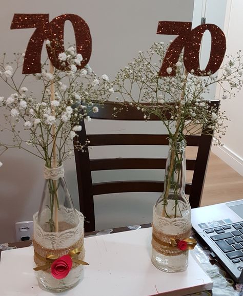 70th Birthday Ideas For Mom, Diy Party Props, 65th Wedding Anniversary, 70th Birthday Decorations, 16th Wedding Anniversary, 79th Birthday, 75th Birthday Parties, 50th Birthday Party Decorations, Deco Champetre