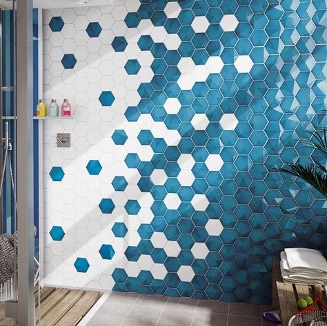 Hexagon Tiles - Direct Tile Importers 3d Umbrella, Hexagon Tile Bathroom, Octagon Tile, Hexagon Tile Floor, Hexagon Wall, Hexagon Tile, Floor Tile Design, Bathroom Remodel Shower, Hexagon Tiles