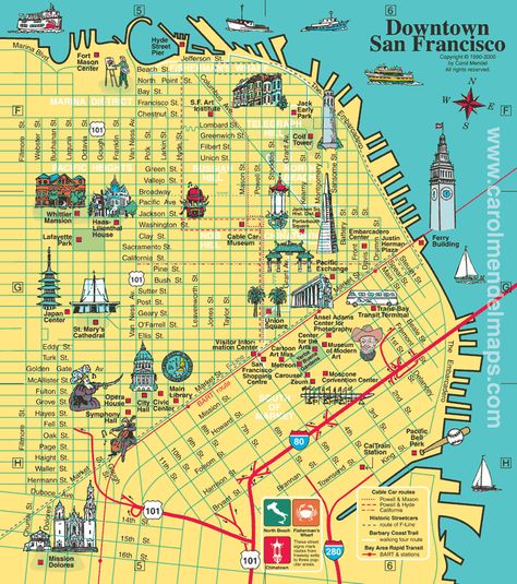 Map of Downtown | San Francisco, CA San Francisco Map, Downtown San Francisco, Travel Infographic, Infographic Map, Lombard Street, Theme Harry Potter, Tourist Map, San Francisco Travel, California Travel Road Trips