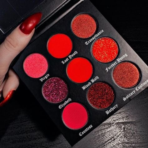 Goth Makeup Aesthetic, Red Eyeshadow Palette, Makeup Pallets, Swag Makeup, Red Makeup, Colorful Eye Makeup, Fancy Makeup, Goth Makeup, Gorgeous Makeup