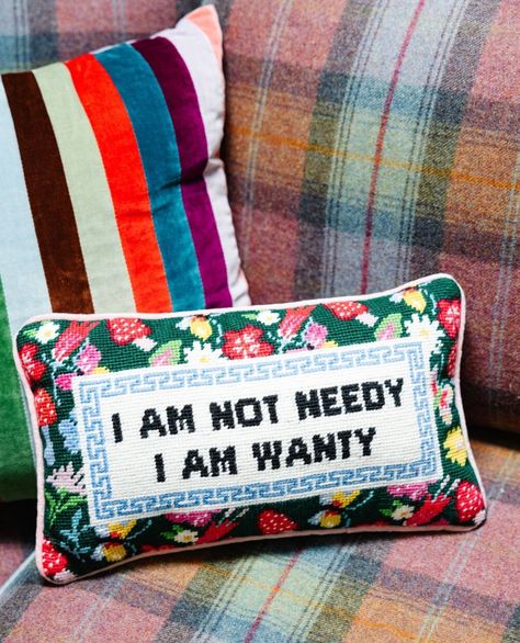 Make a statement with this charming-meets-chic needlepoint pillow. Embroidered and backed in luxe light pink velvet, we've revived this Southern staple with sayings that are sure to get a smile.  They are guaranteed to spark joy and make the perfect gift! Furbish Studio, Needlepoint Pillow, Small Pillow, Hand Stitch, Needlepoint Pillows, Cute Pillows, Spark Joy, Small Pillows, The Grove