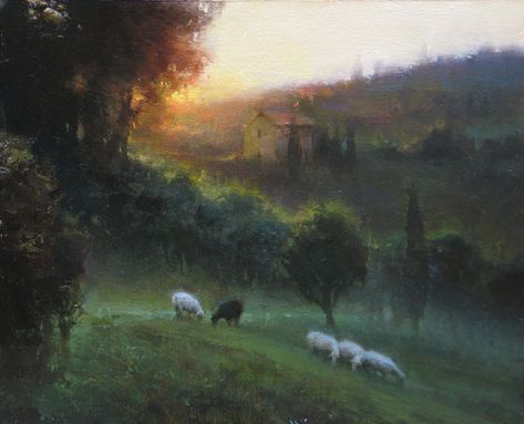 «Brent Cotton» Brent Cotton Paintings, Calm Paintings, Traditional Landscape Painting, Sunrise Art, Ethereal Art, Pretty Art, Beautiful Paintings, Painting Inspiration, Pretty Pictures