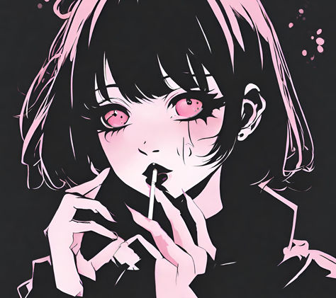 Black And Pink Anime Pfp, Anime Goth Aesthetic, Gothic Anime Aesthetic, Goth Anime Aesthetic, Goth Girl Pfp, Goth Anime Pfp, Pink And Black Goth, Discord Aesthetic, Black Goth Girl