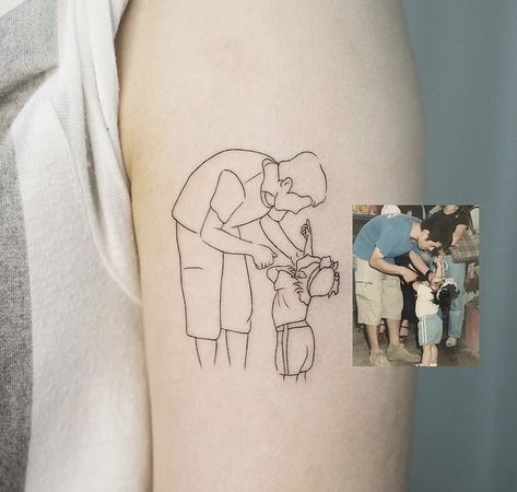 Family Outline, Grandfather Tattoo, Grandparents Tattoo, Father Daughter Tattoos, Brother Tattoos, Father Tattoos, Tribute Tattoos, Remembrance Tattoos, Silhouette Tattoos