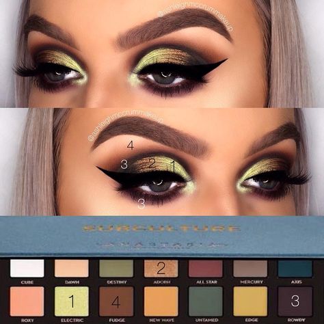 Hi babes! As promised here’s a little pic tutorial of what colours I used in @anastasiabeverlyhills subculture palette to create this look.… Abh Subculture Looks, Subculture Palette Looks, Abh Subculture Palette, Subculture Palette, Mekap Mata, Eye Makeup Steps, Bold Makeup, Eye Makeup Art, Makeup Goals