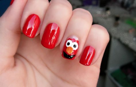 Elmo nails aren't just for kids you know. Elmo Nail Art, Kindergarten Nail Designs, Elmo Nails Design, Barbies Nails, Sesame Street Nails, Elmo Nails, Sesame Place, Mickey Nails, Live In London