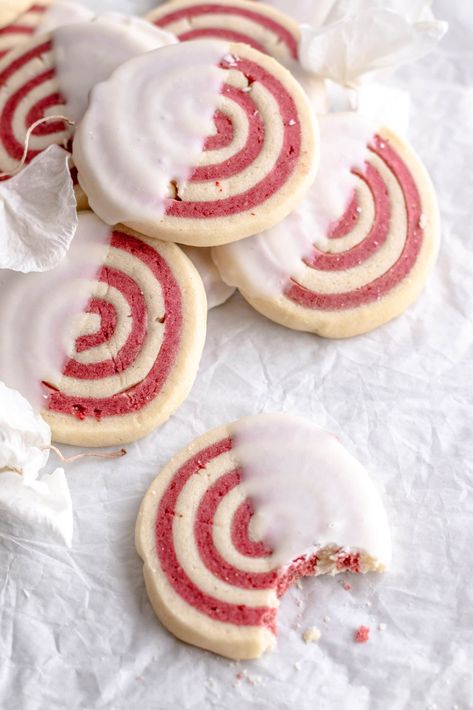 Cookie Butter Dipped Strawberries, Strawberry Pinwheel Cookies, Cookies With Fresh Strawberries, Strawberry Pinwheels, Freezer Bread, Soccer Fundraiser, Salted Cookies, Strawberry Shortbread Cookies, Pinwheel Cookies Recipe