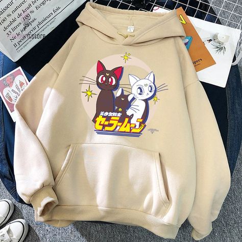 Anime Moon, Kawaii Rabbit, Harajuku Aesthetic, Anime Sweatshirt, Women Hoodies, Japanese Streetwear, Retro Women, Pusheen, Japanese Anime