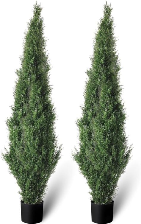 Amazon.com: Set of 2 Pre-Potted 5 Feet Faux Cedar Tree, Lifelike UV Protected Front Door Decor, Porch, Garden, Entryway Topiary, Indoor/Outdoor Use - Ready to Display : Home & Kitchen Lanterns Outside Front Door, Gnome Front Porch Decor, Elegant Christmas Door Decorations, Front Planters Entrance, Traditional Christmas Porch Decor, Faux Birch Tree, Christmas Tree Front Door, Easy Christmas Outside Decorations, Style Front Door Entrance