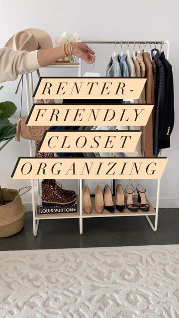 Sarah Lindner on Instagram: "🚨The closet clean-out motivation you’ve been waiting for☝🏼✨ All tips are renter-friendly as I tackle both of my closets and my wardrobe rack😌 To shop…Comment the word “Links” (no emojis) below for an automatic DM with all the links to shop this post! #lifehacks #lifehack #organization #organizedhome #organize #organized #closet #closetorganization #closetmakeover #closetdesign #closetcleanup #reorganizing #reorganize #renter #renterfriendly #apartment #condo #snea Renter Friendly Closet Room, Renter Friendly Wardrobe, Renter Friendly Walk In Closet, Renter Closet Organization, Small Closet Organization Renter Friendly, Renter Friendly Closet Organization, Sneakers Aesthetic, Shared Closet, Downstairs Bedroom